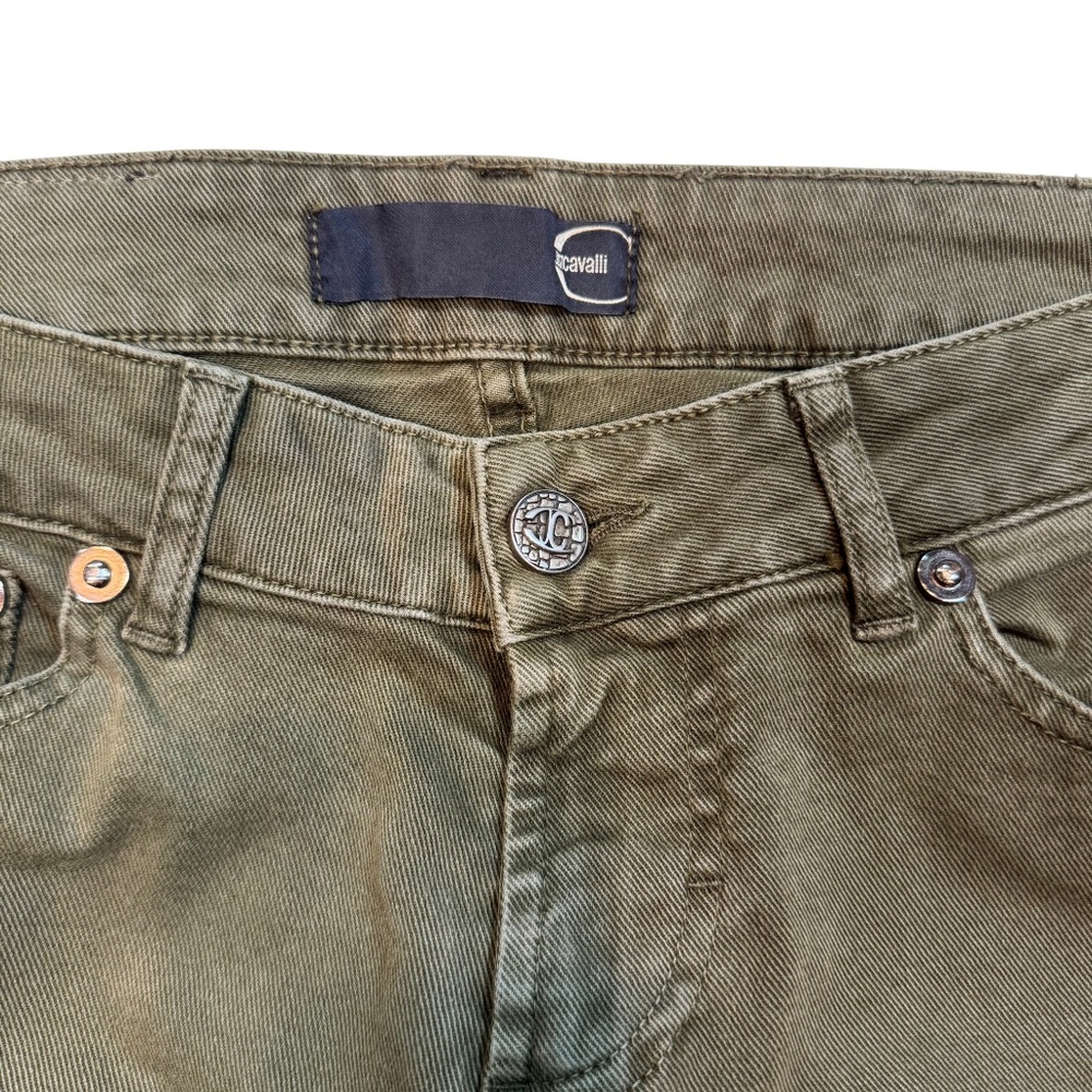JUST CAVALLI Olive Green Stretch Straight-Leg Jeans – IT 42 / US 28 - Picture 4 of 9